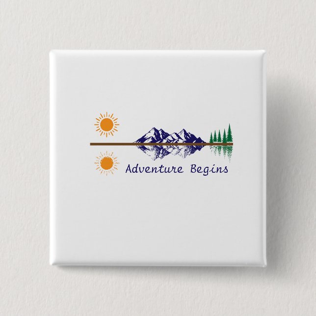 Bóton Quadrado 5.08cm Adventure Begins (Frente)