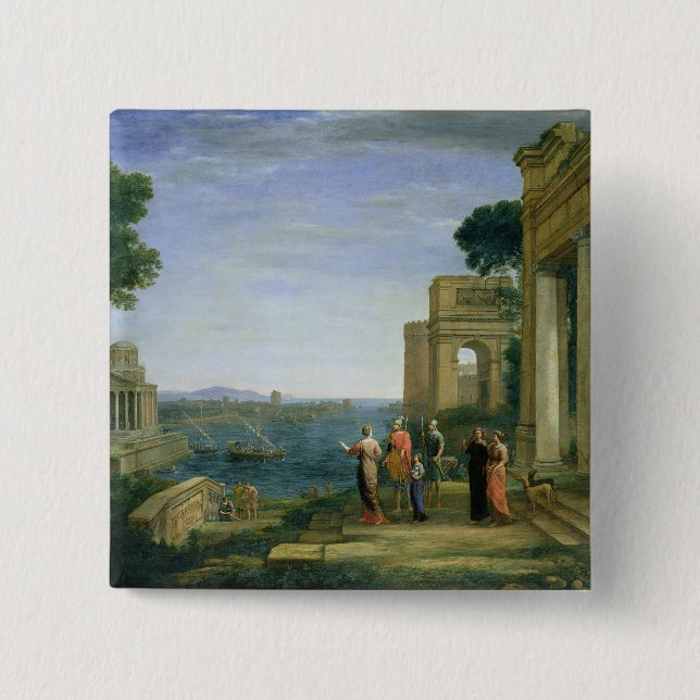 Bóton Quadrado 5.08cm Aeneas e Dido em Carthage, 1675 (Frente)