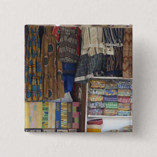 Bóton Quadrado 5.08cm África, Gana, Acra. Accra Têxtil e Artesanato (Frente)