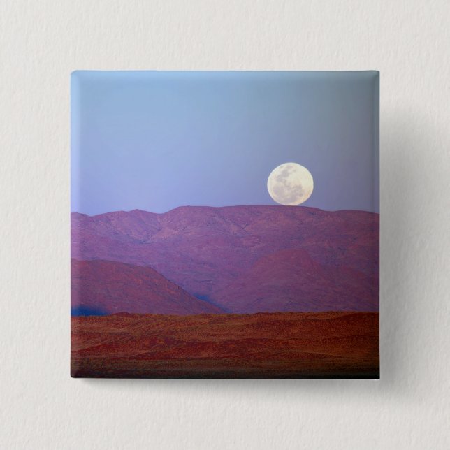 Bóton Quadrado 5.08cm África, Namíbia, Sossusvlei. Uma lua cheia repousa (Frente)