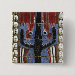 Bóton Quadrado 5.08cm África, Togo, Kpalime. Centro de artesanato