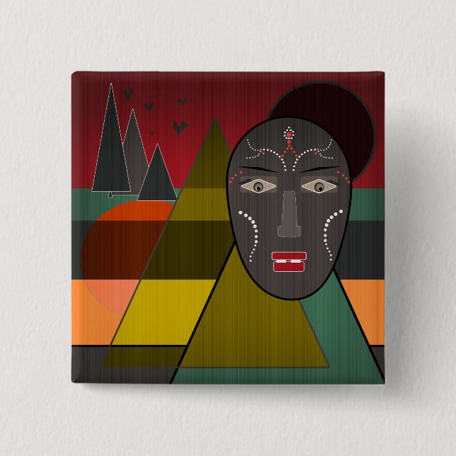 Bóton Quadrado 5.08cm africano (Frente)