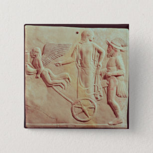 Bóton Quadrado 5.08cm Afrodite e Hermes que montam em um chariot