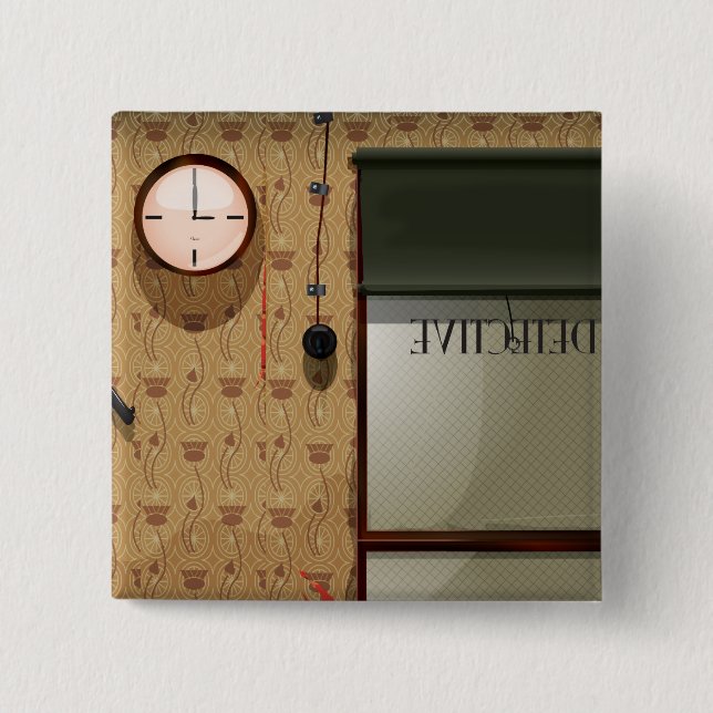 Bóton Quadrado 5.08cm Agência Detetive (Frente)