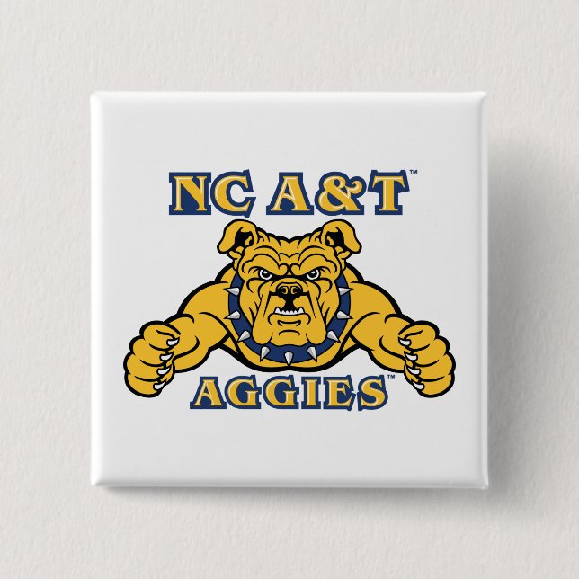 Bóton Quadrado 5.08cm Agências A&T NC | Aggie Bulldog (Frente)