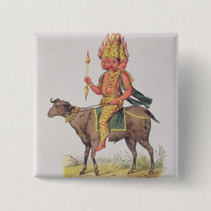 Bóton Quadrado 5.08cm Agni, deus do fogo, gravado pela torta de Charles