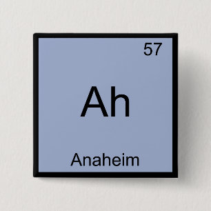 Bóton Quadrado 5.08cm Ah - Anaheim City Chemistry Element Symbol Tee