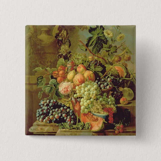 Bóton Quadrado 5.08cm Ainda vida da fruta (Frente)