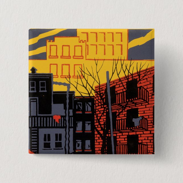 Bóton Quadrado 5.08cm Ajude a sua vizinhança (Frente)