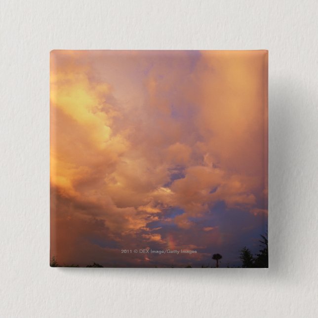Bóton Quadrado 5.08cm Ajuste de Sun atrás das nuvens (Frente)