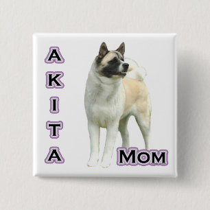 Bóton Quadrado 5.08cm Akita Mãe 4 - Botão