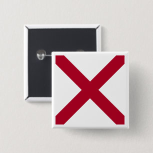 Bóton Quadrado 5.08cm Alabama: Cruz Carmesim de São André Bandeira