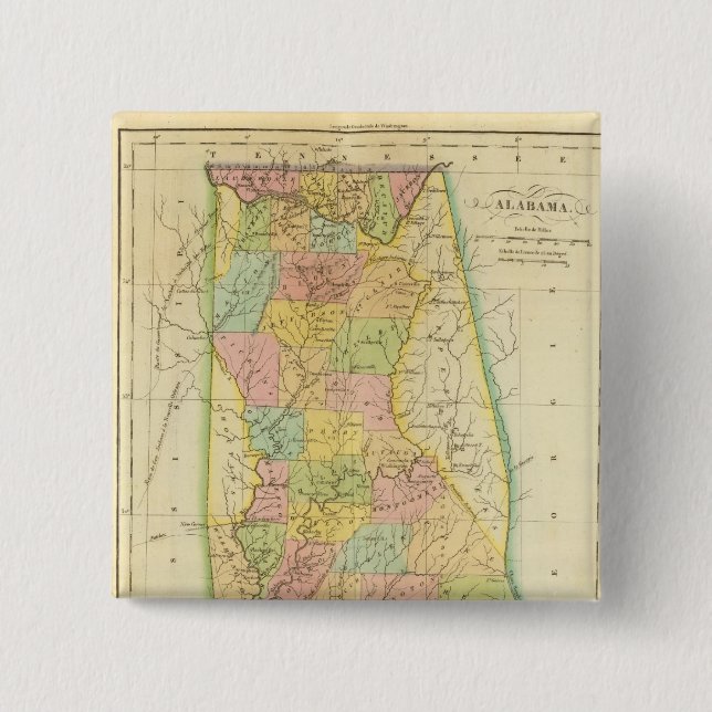 Bóton Quadrado 5.08cm Alabama EUA (Frente)