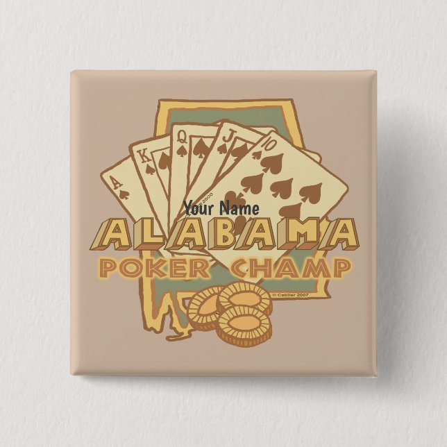 Bóton Quadrado 5.08cm Alabama Poker (Frente)