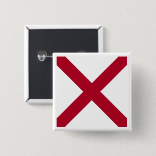 Bóton Quadrado 5.08cm Alabama: Rua Andrew Crimson Cross Flag