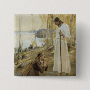 Bóton Quadrado 5.08cm Albert Edelsense - Cristo e Mary Magdalene