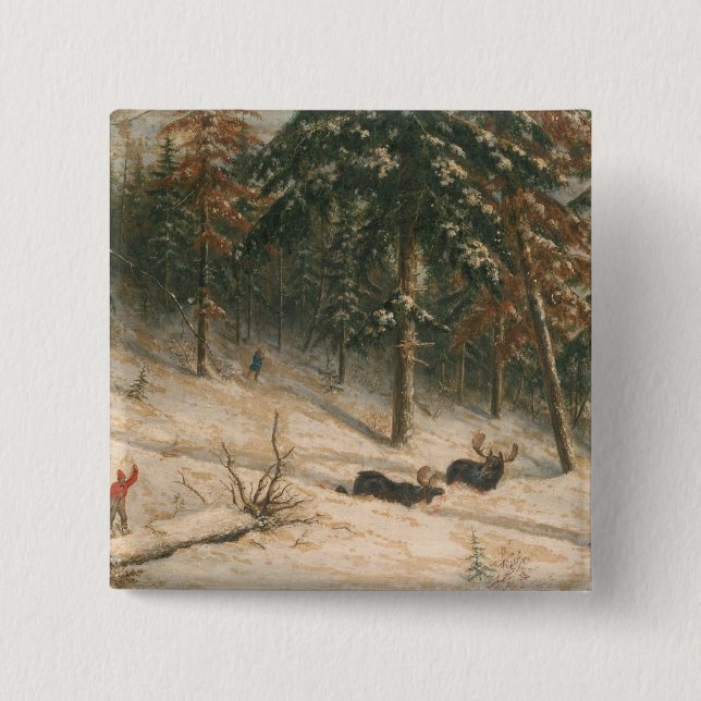Bóton Quadrado 5.08cm Alces da caça (Frente)