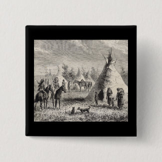Bóton Quadrado 5.08cm Aldeia Sioux, por volta de 1876