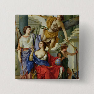 Bóton Quadrado 5.08cm Alegoria da regência de Anne de Áustria 1648