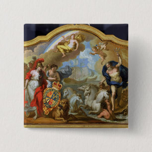 Bóton Quadrado 5.08cm Alegoria do poder de Grâ Bretanha pelo mar, DES