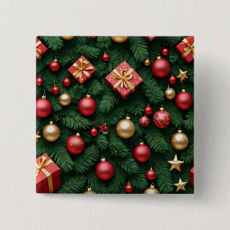 Bóton Quadrado 5.08cm "Alegria Festiva — Magia de Natal Vermelho e Doura