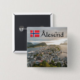 Bóton Quadrado 5.08cm Alesund Norway Souvenir