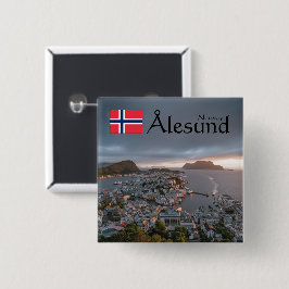Bóton Quadrado 5.08cm Alesund Norway Souvenir
