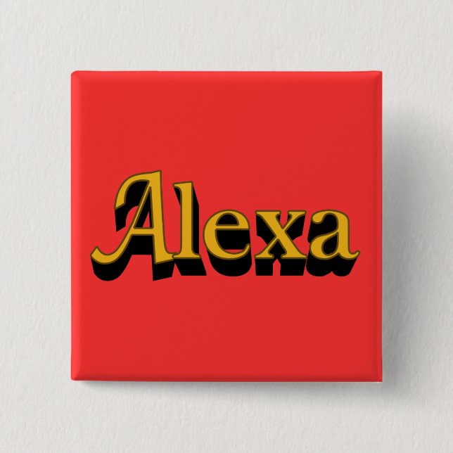 Bóton Quadrado 5.08cm Alexa Button (Frente)