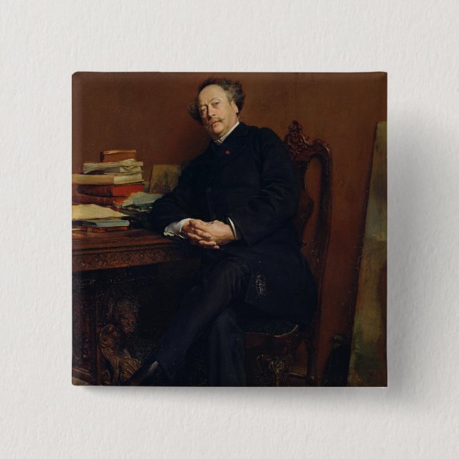 Bóton Quadrado 5.08cm Alexander Dumas Fils 1877 (Frente)