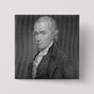 Bóton Quadrado 5.08cm Alexander Hamilton (1757-1804) gravado por John