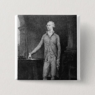 Bóton Quadrado 5.08cm Alexander Hamilton, após a pintura de 1792