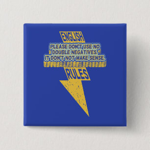 Bóton Quadrado 5.08cm Alfabetização em língua inglesa duplamente negativ