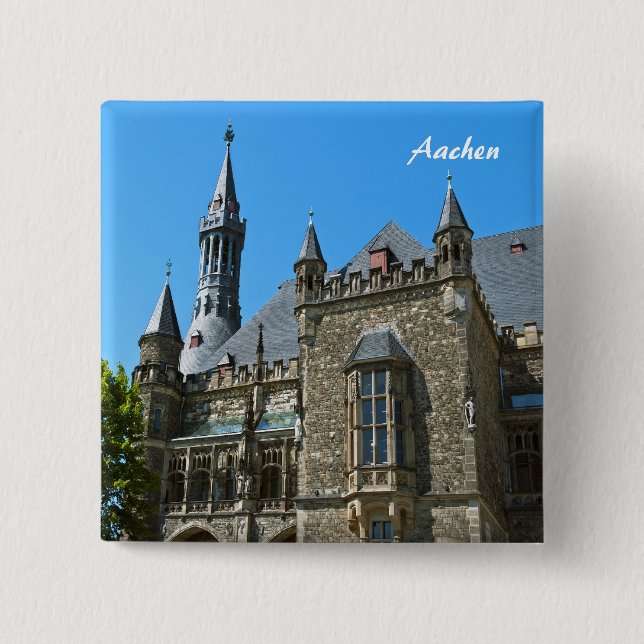 Bóton Quadrado 5.08cm Alfinete de Aachen (Frente)