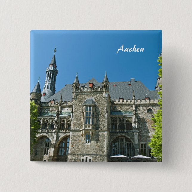 Bóton Quadrado 5.08cm Alfinete de Aachen (Frente)