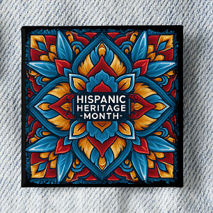 Bóton Quadrado 5.08cm Alfinete de Azulejo Talavera do Mês da Herança His
