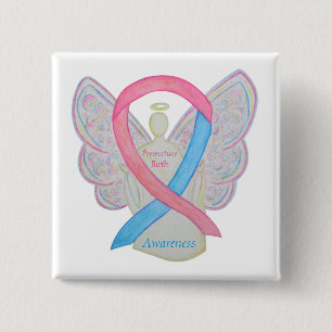 Bóton Quadrado 5.08cm Alfinete Personalizado com Fita do Anjo da Conscie