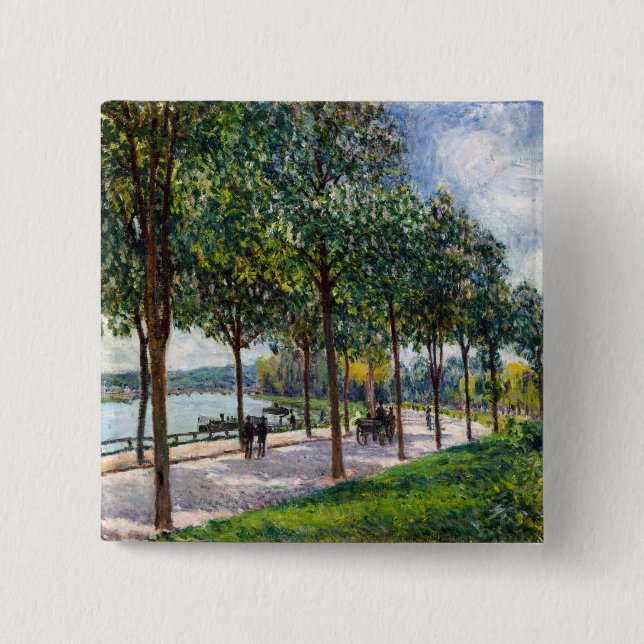 Bóton Quadrado 5.08cm Alfred Sisley - Allee de Castanheiras (Frente)