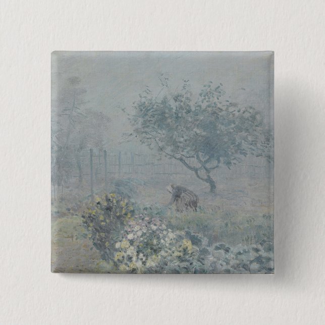 Bóton Quadrado 5.08cm Alfred Sisley - Névoa, Voisins (Frente)