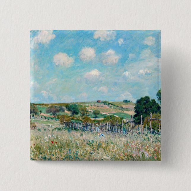 Bóton Quadrado 5.08cm Alfred Sisley - O Prado (Frente)