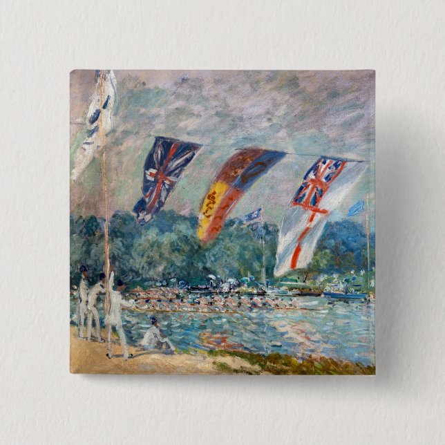 Bóton Quadrado 5.08cm Alfred Sisley - Regatta em Molesey (Frente)