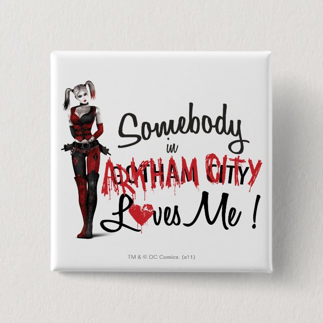 Bóton Quadrado 5.08cm Alguém em AC me ama - Harley (Frente)