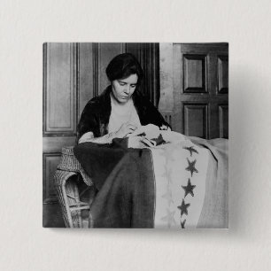 Bóton Quadrado 5.08cm Alice Paul, bandeira Sewing do sufrágio, 1910s