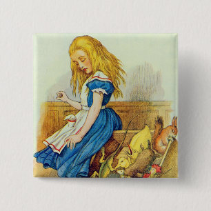 Bóton Quadrado 5.08cm Alice Preocupa a Caixa de Júri