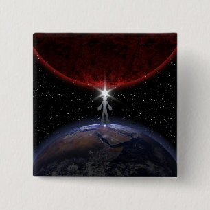 Bóton Quadrado 5.08cm Alienígena Entre Os Planetas