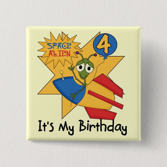Bóton Quadrado 5.08cm Alienígena Espacial 4ª t-shirts e presentes (Frente)