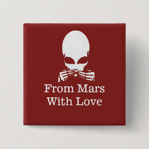 Bóton Quadrado 5.08cm Alienígena, Fale sem Mau, edite texto