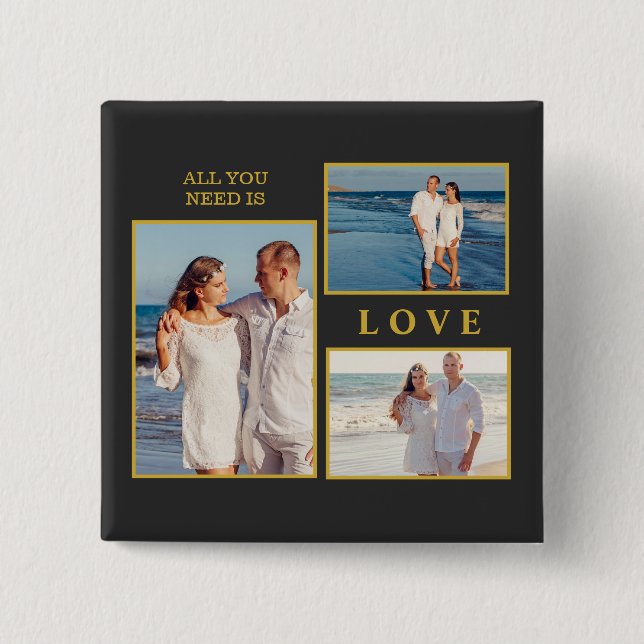 Bóton Quadrado 5.08cm All you need is love couple anniversary quote (Frente)