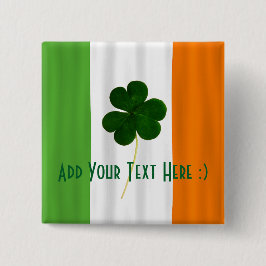 Bóton Quadrado 5.08cm Almofada irlandesa do trevo da bandeira do dia de