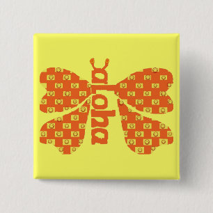 Bóton Quadrado 5.08cm Aloha botão da borboleta