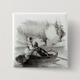 Bóton Quadrado 5.08cm Alphonse de Lamartine e Elvire